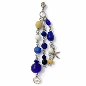 Blue Beaded Starfish Ocean Coastal Charm | Keychain Bag Charm Zipper Pull